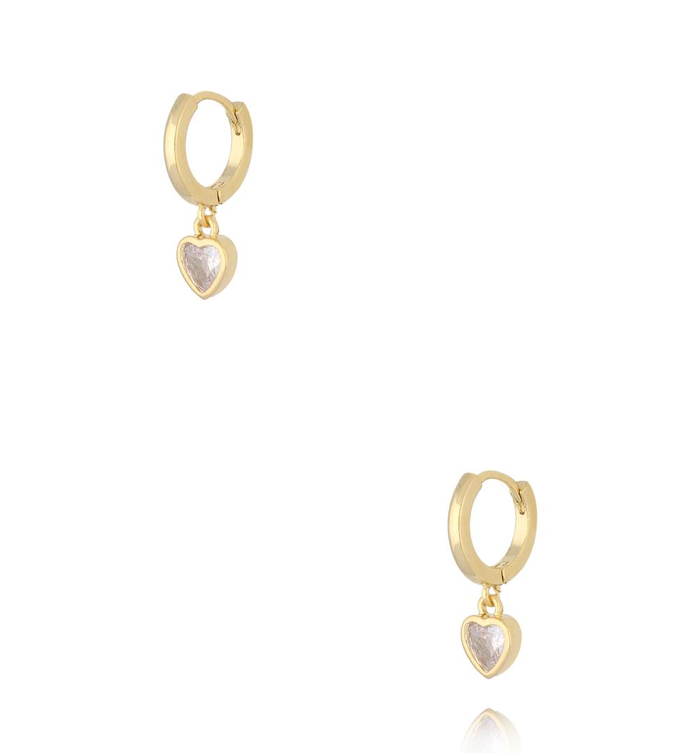 Zestaw złotych kolczyków kółek z zawieszkami KLU0184