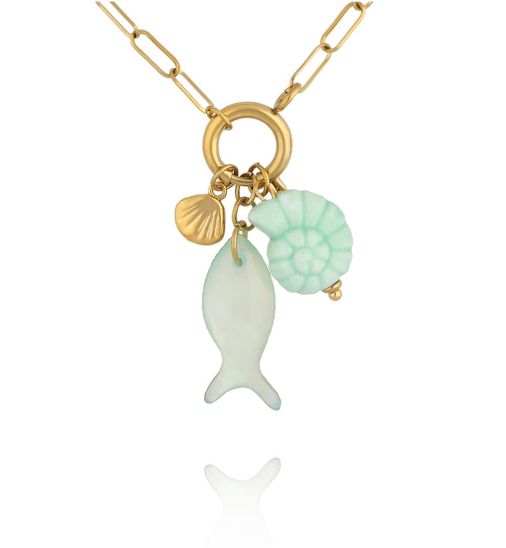 Naszyjnik z rybką w kolorze mięty NSY0752