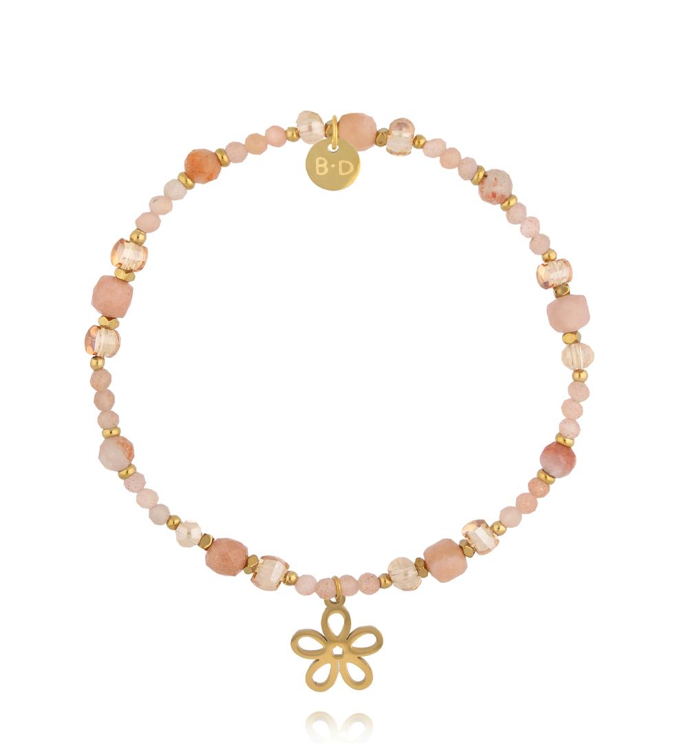 Bransoletka z kamieniami słonecznym i kwiatuszkiem BTW3491