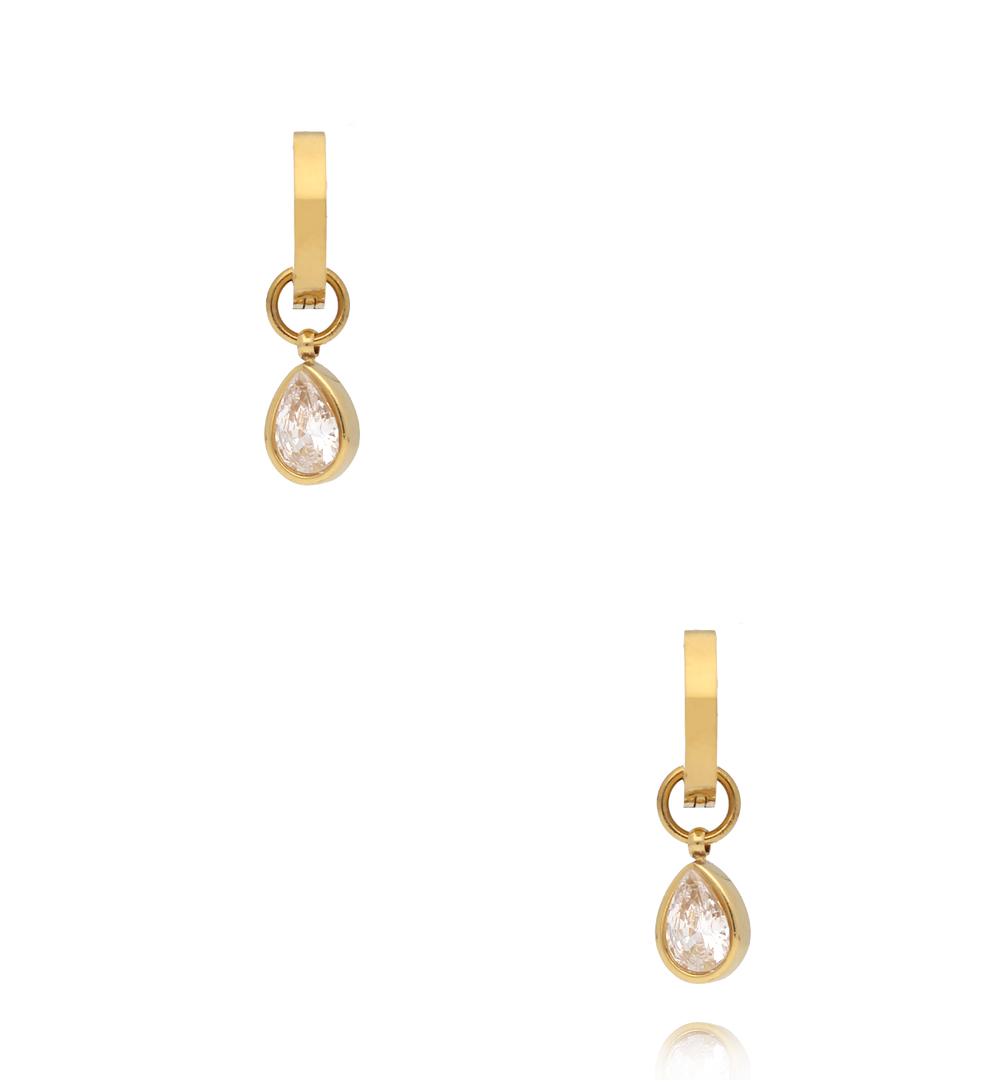 Kolczyki złote koła z cyrkonią w kształcie łezki KSY0952