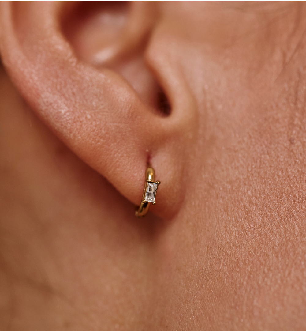 Kolczyki złocone z prostokątnymi cyrkoniami KSA2538