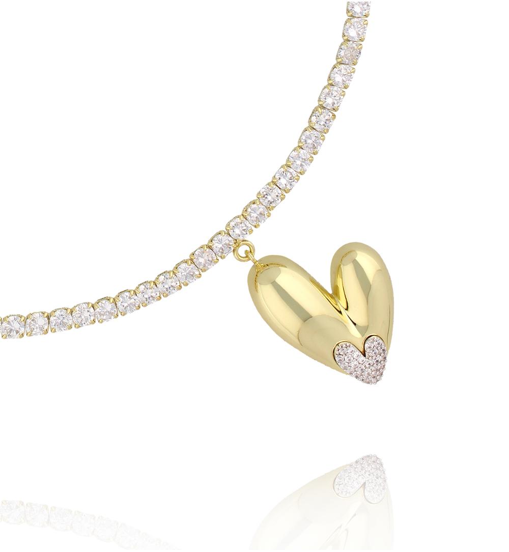Naszyjnik typu tennis z zawieszką serca NS0420