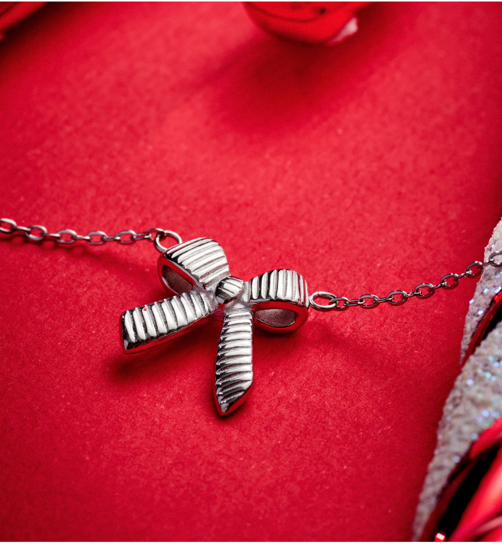 Bransoletka z kokardką srebrna BSA0850