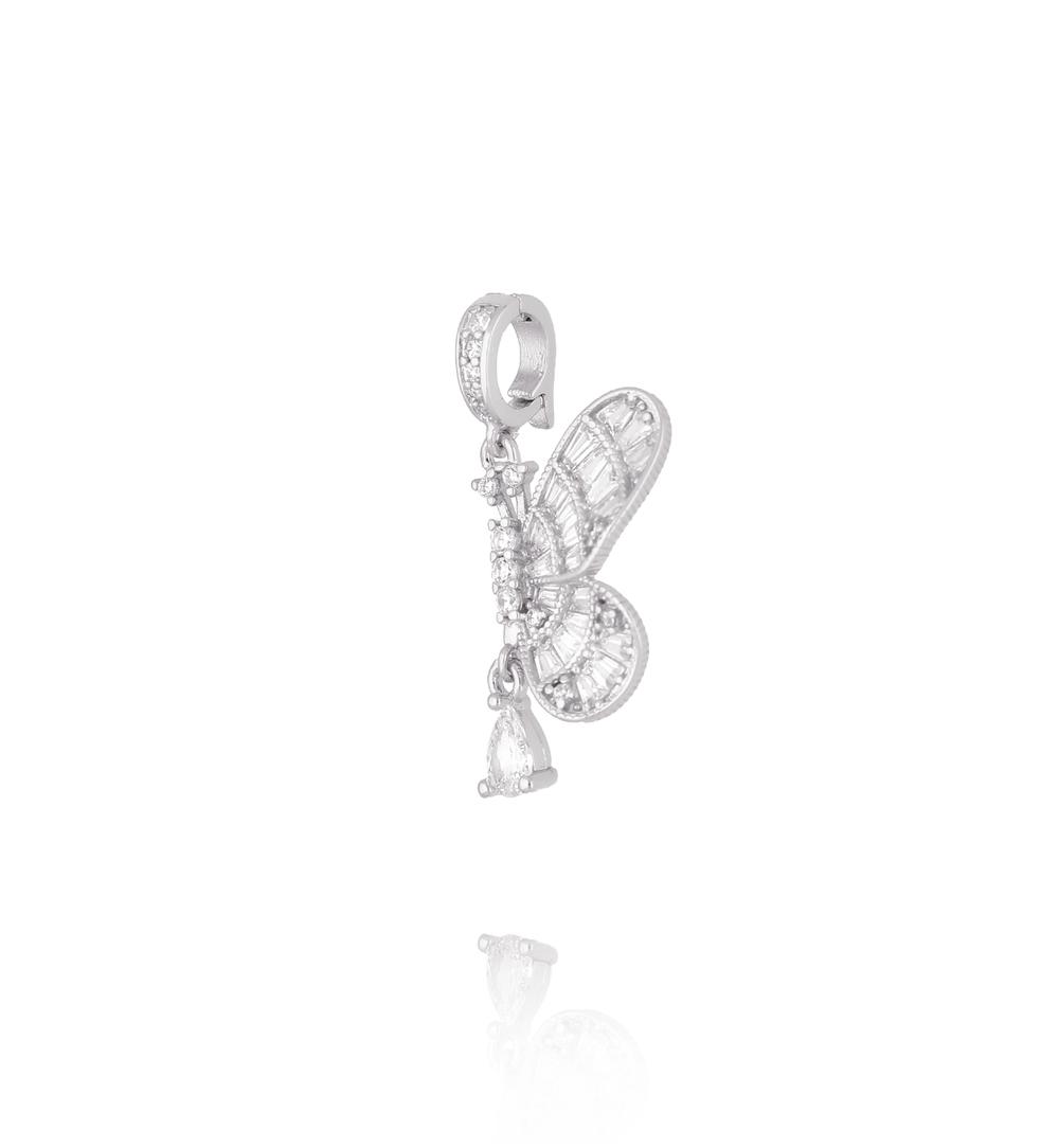 Charms srebrny motyl z kryształkami i wiszącą łezką CHSS0007