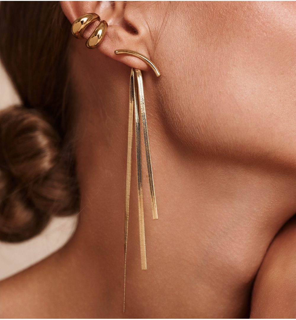 Nausznice złote podwójne KSY0467