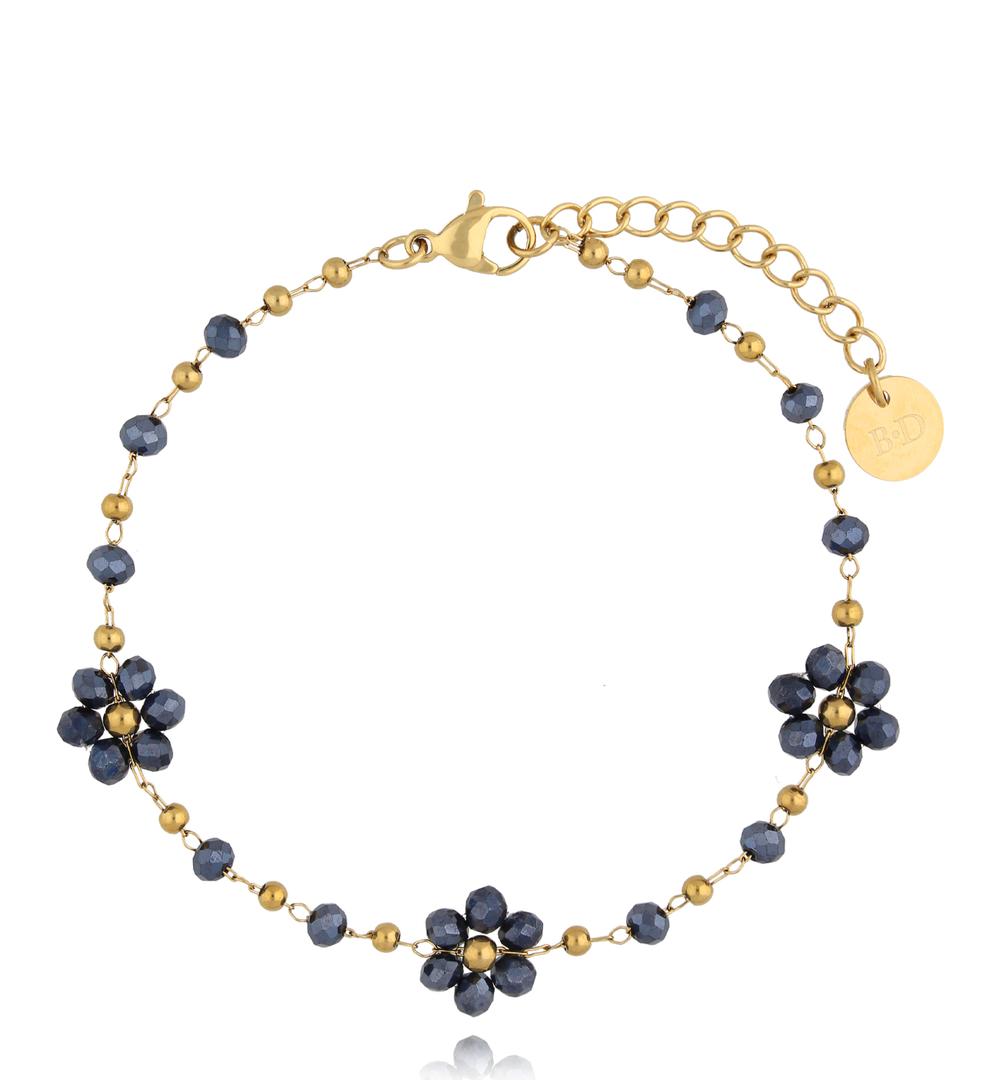 Bransoletka z granatowymi kwiatkami Mini Bouquet BSC1651