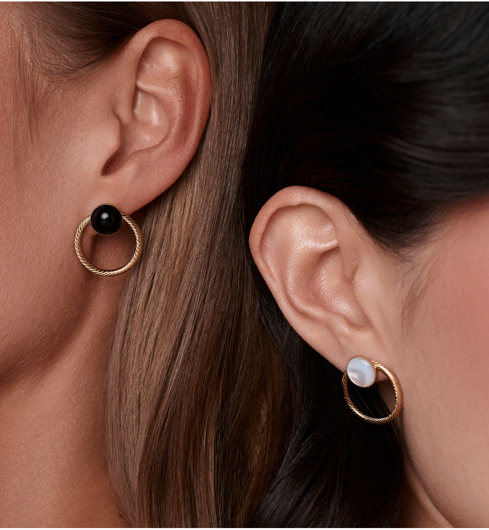 Kolczyki złote koła z perełką KSY0441