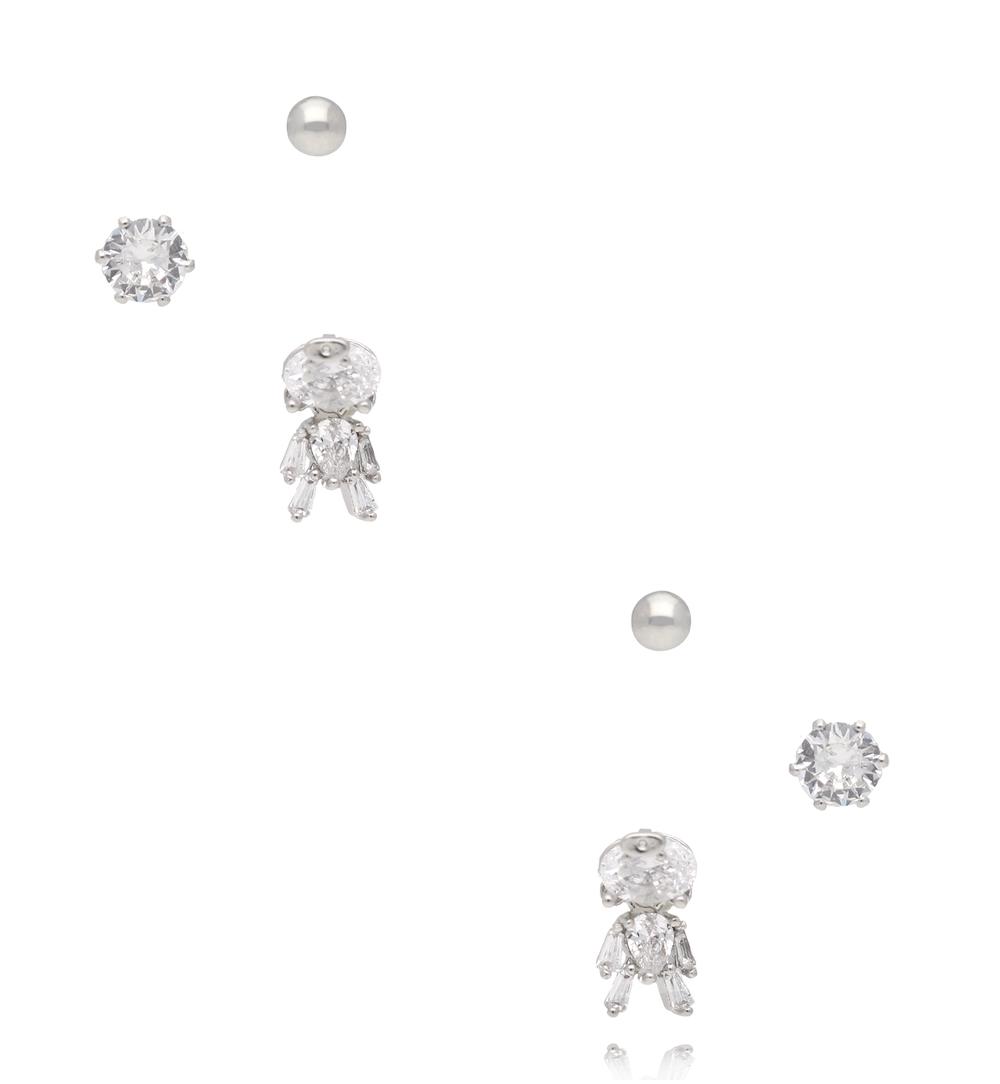 Zestaw kolczyków z cyrkoniami srebrny KLU0173