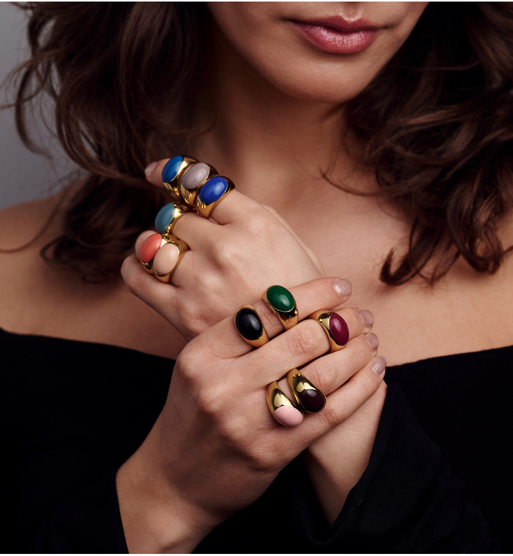 Pierścionek sygnet z brązową emalią  PSA1165