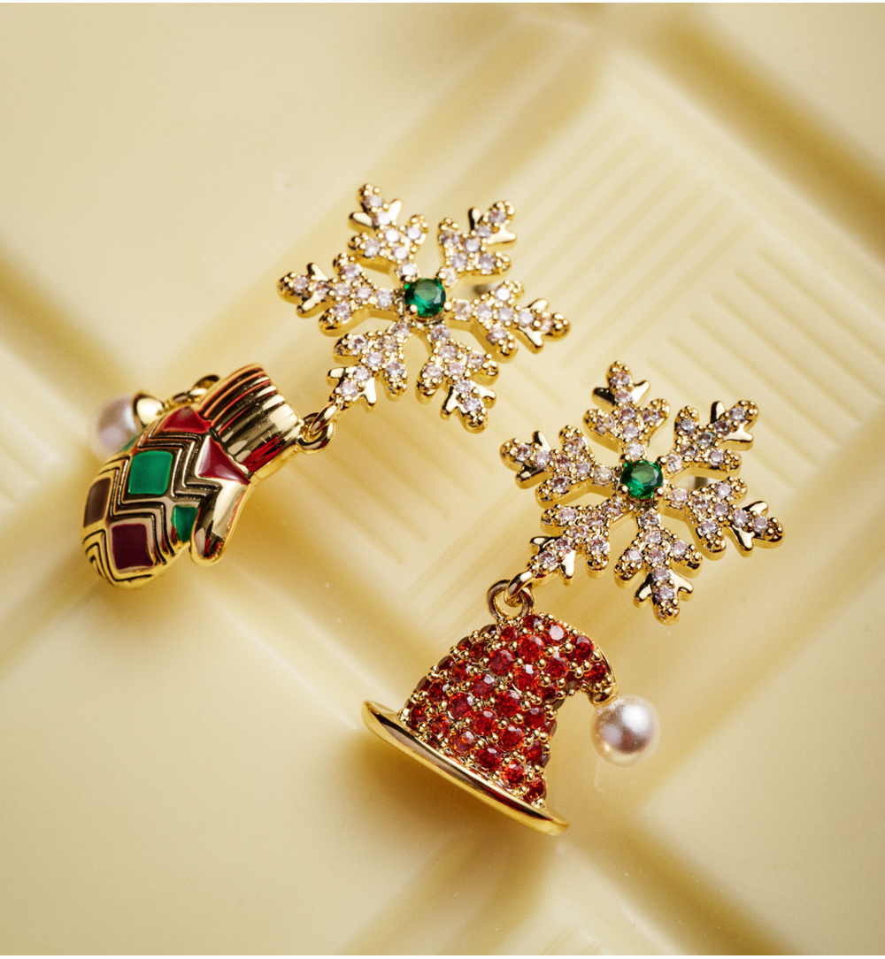 Kolczyki świąteczne z rękawiczką i czapką KSY0301