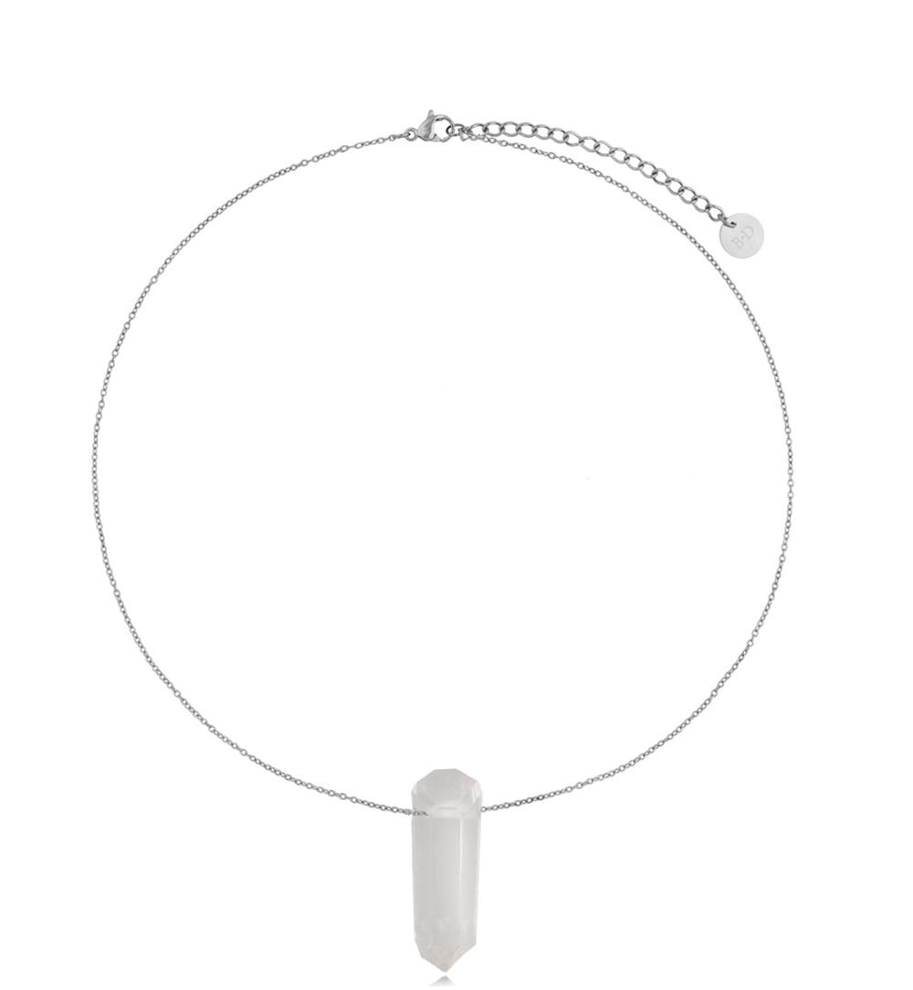 Naszyjnik z kryształem górskim srebrny Neve NLB0117