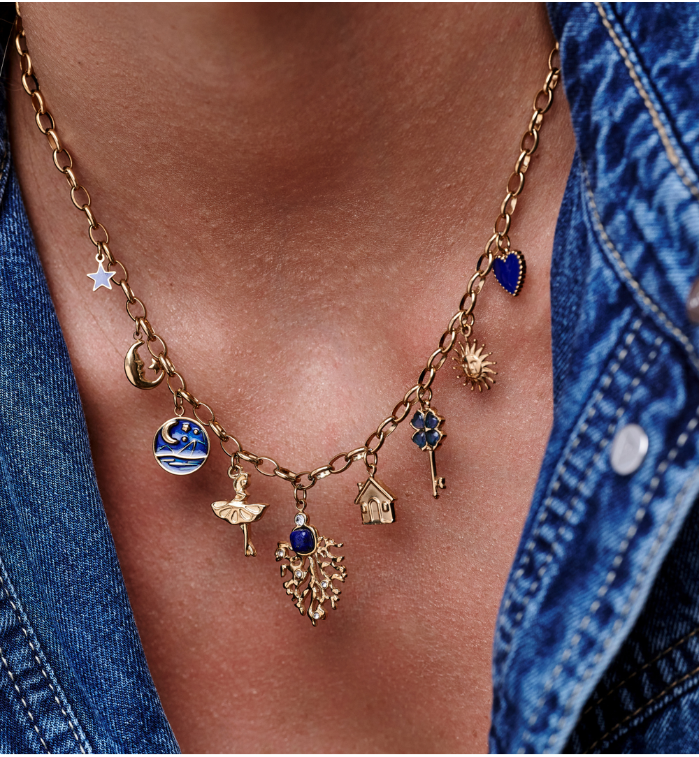 Naszyjnik ze złotymi zawieszkami NSY0733