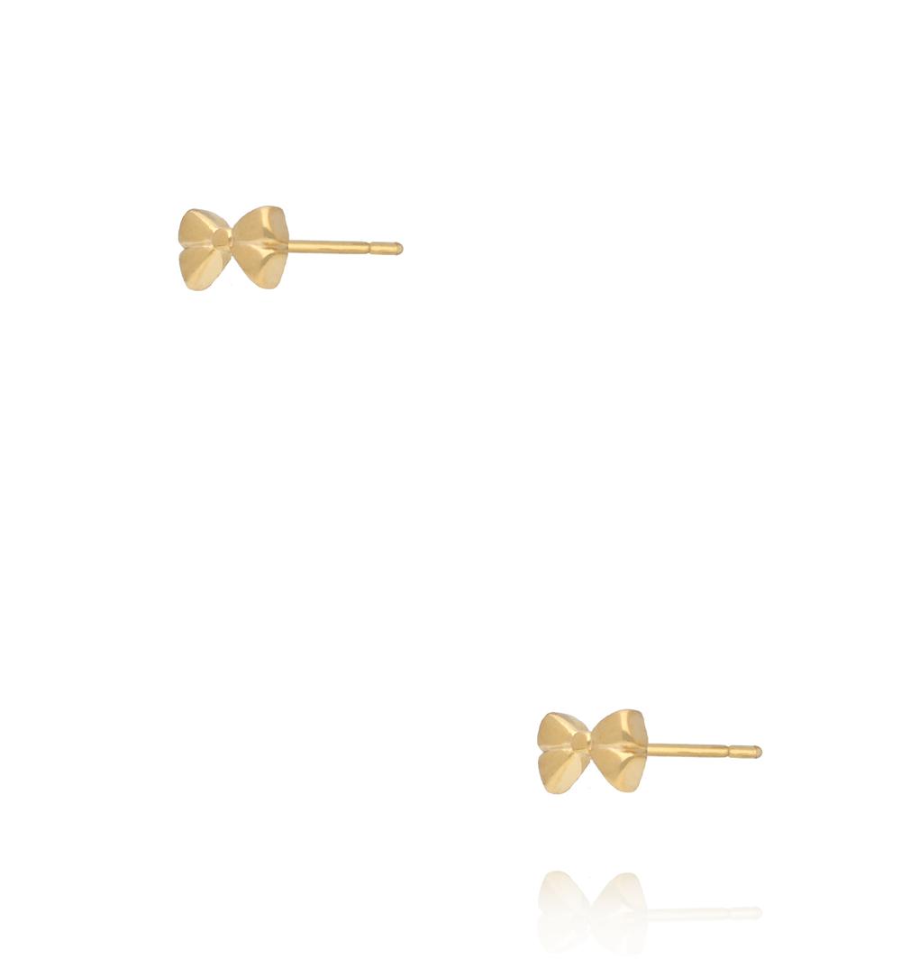 Kolczyki wkrętki w kształcie kokardki złote KSY0629