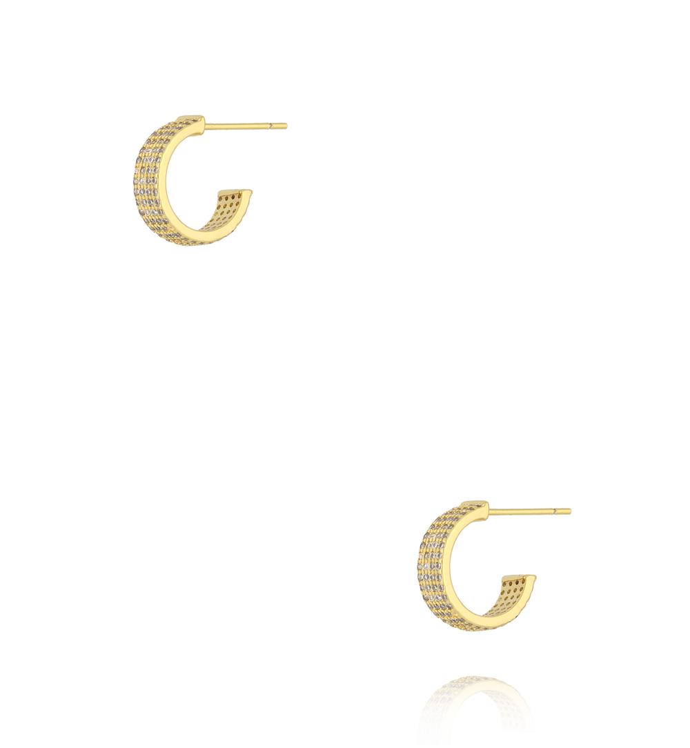 Kolczyki półkola z kryształami złote KSS2221