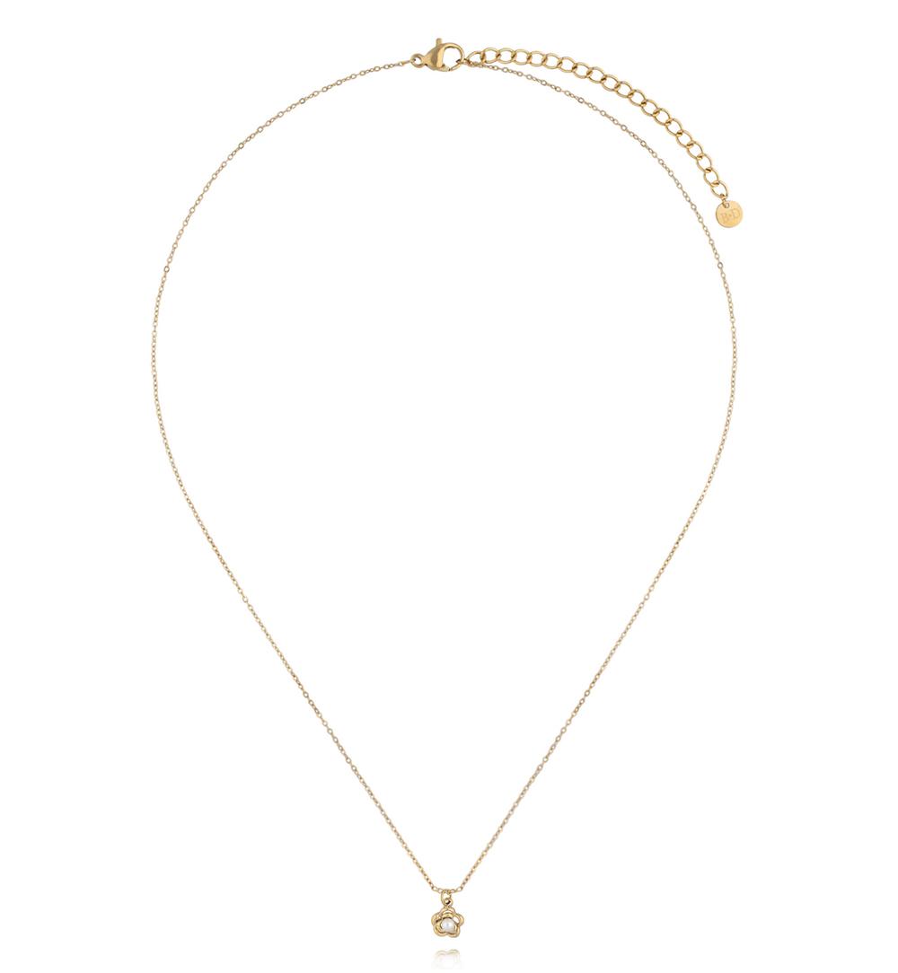 Naszyjnik z kwiatkiem i perełką NSY0787