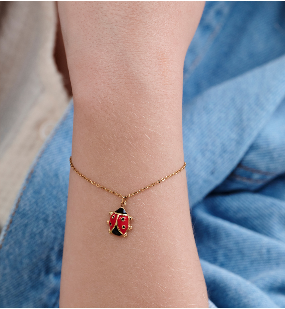 Zestaw biżuterii dla mamy i córki z biedronkami ZN0223