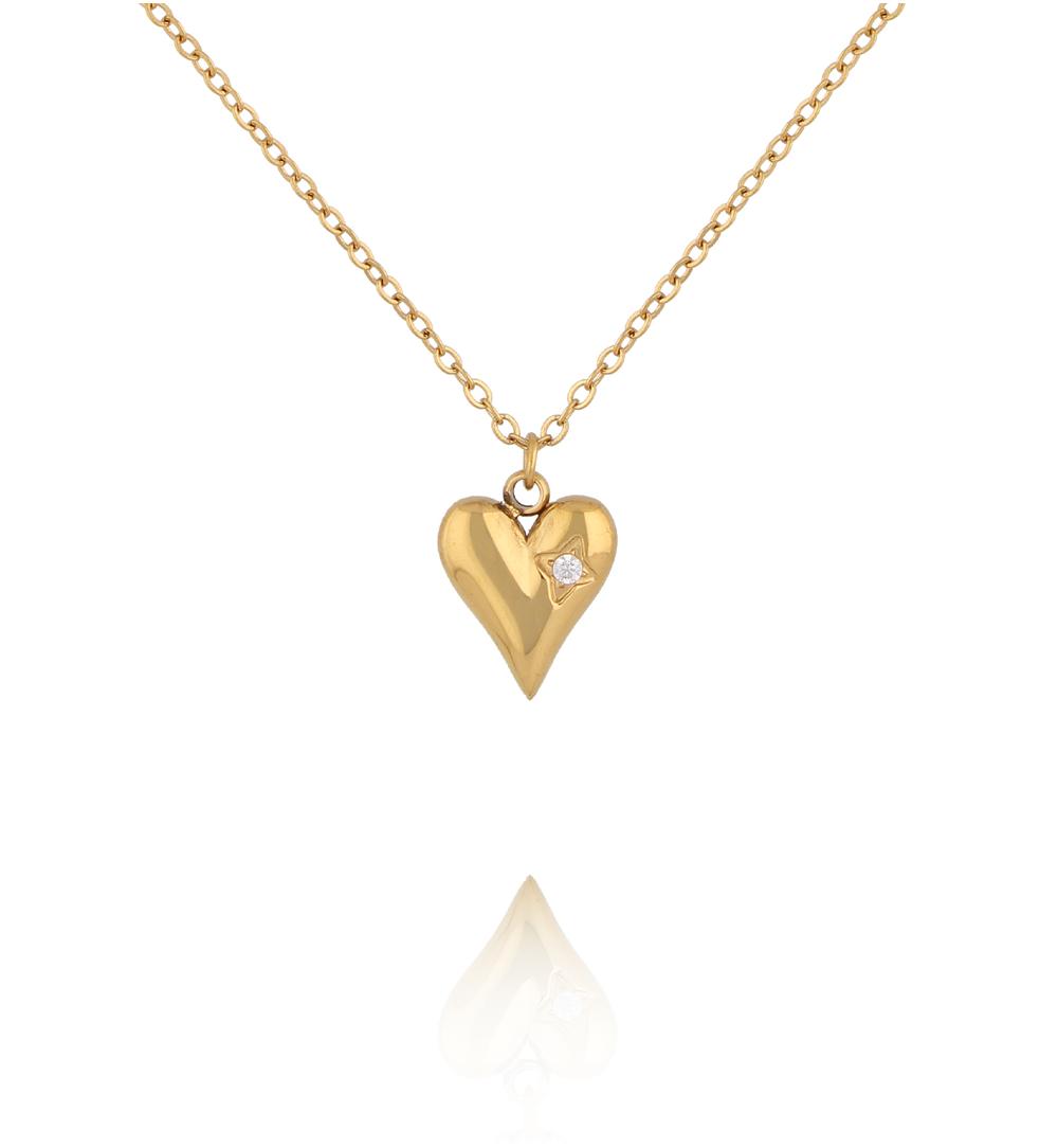 Naszyjnik z minimalistycznym sercem i cyrkonią NSY0845