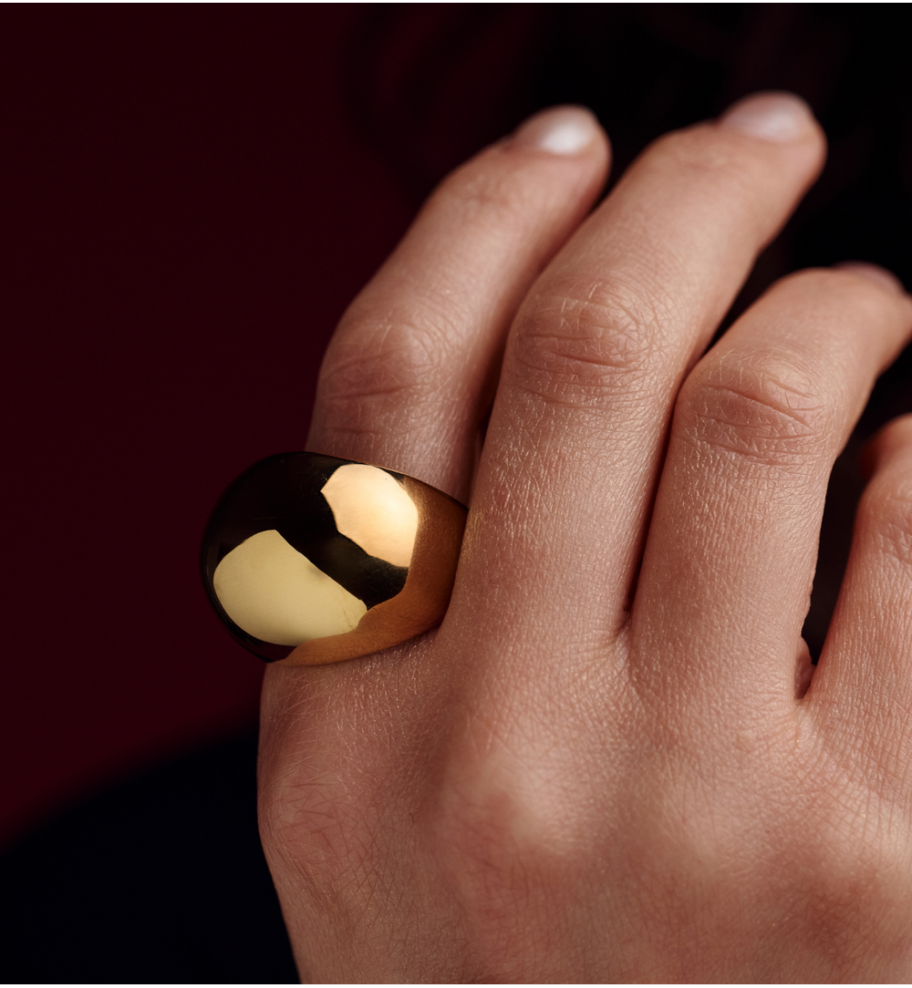 Pierścionek złoty duży, gładki PSY0140