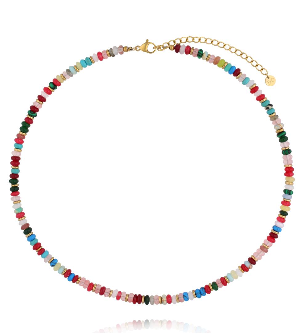 Naszyjnik z kamieni naturalnych – jadeit, malachit, jaspis NEA0072