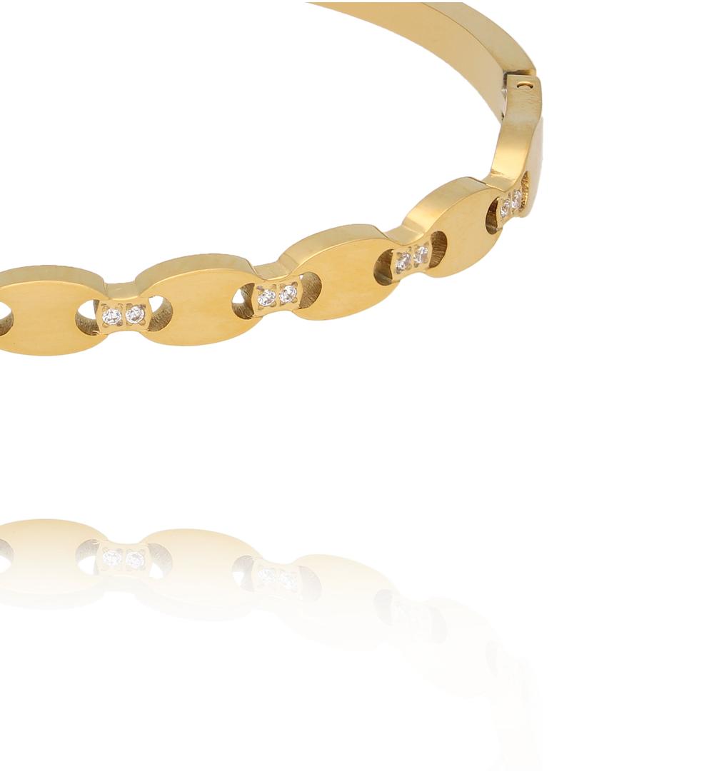 Bransoletka sztywna złota stal szlachetna BSY0658