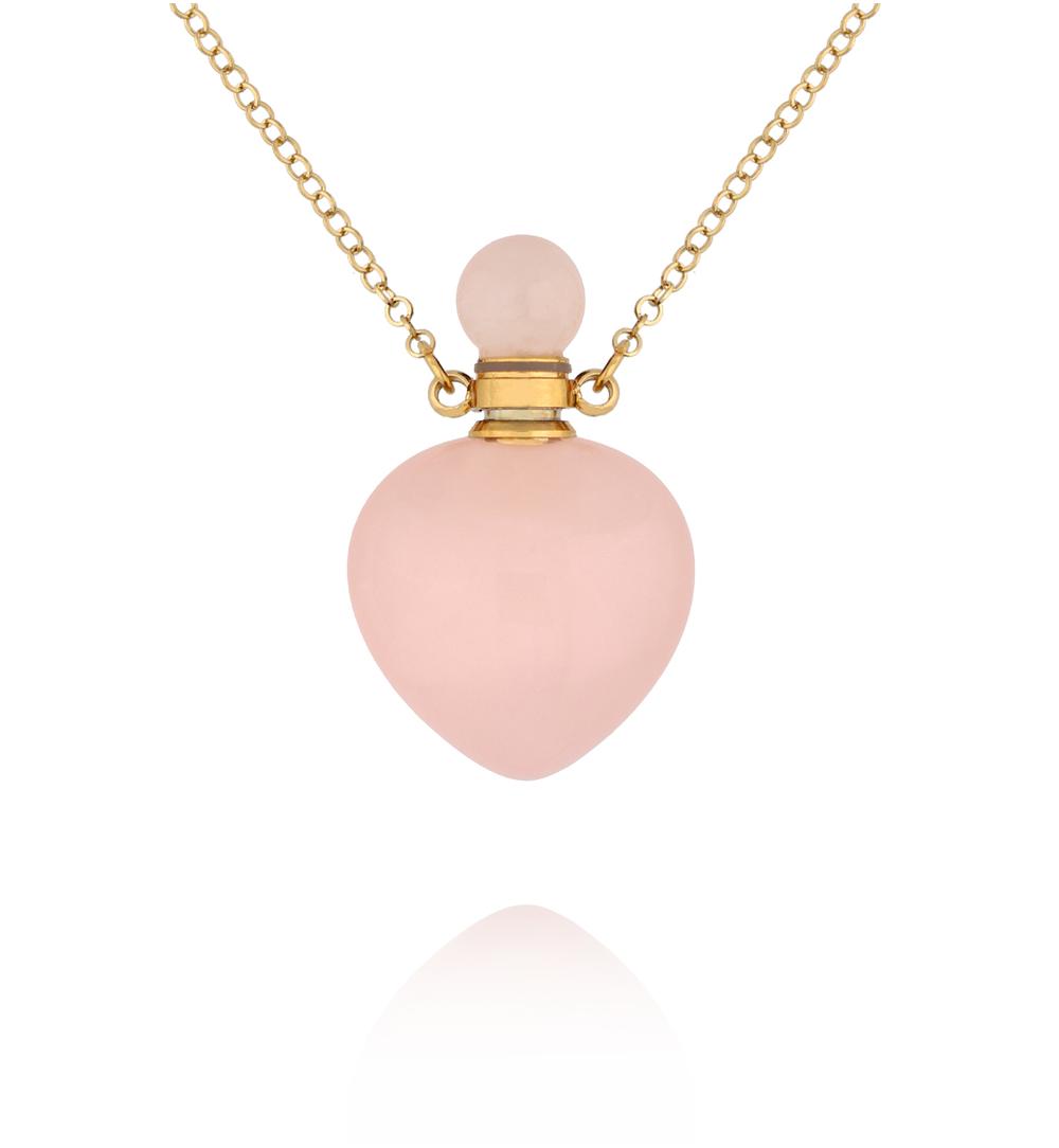 Naszyjnik z perfumetką z różowego kwarcu NLB0359