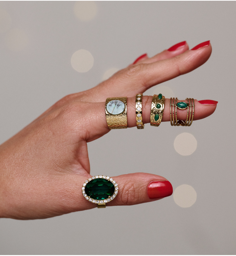 Pierścionek z turkusem afrykańskim złoty PEA0076