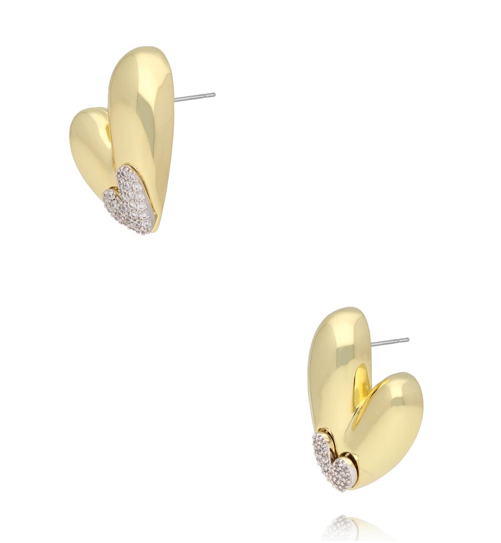 Kolczyki serca w nowoczesnej formie z kryształkami KSS2250