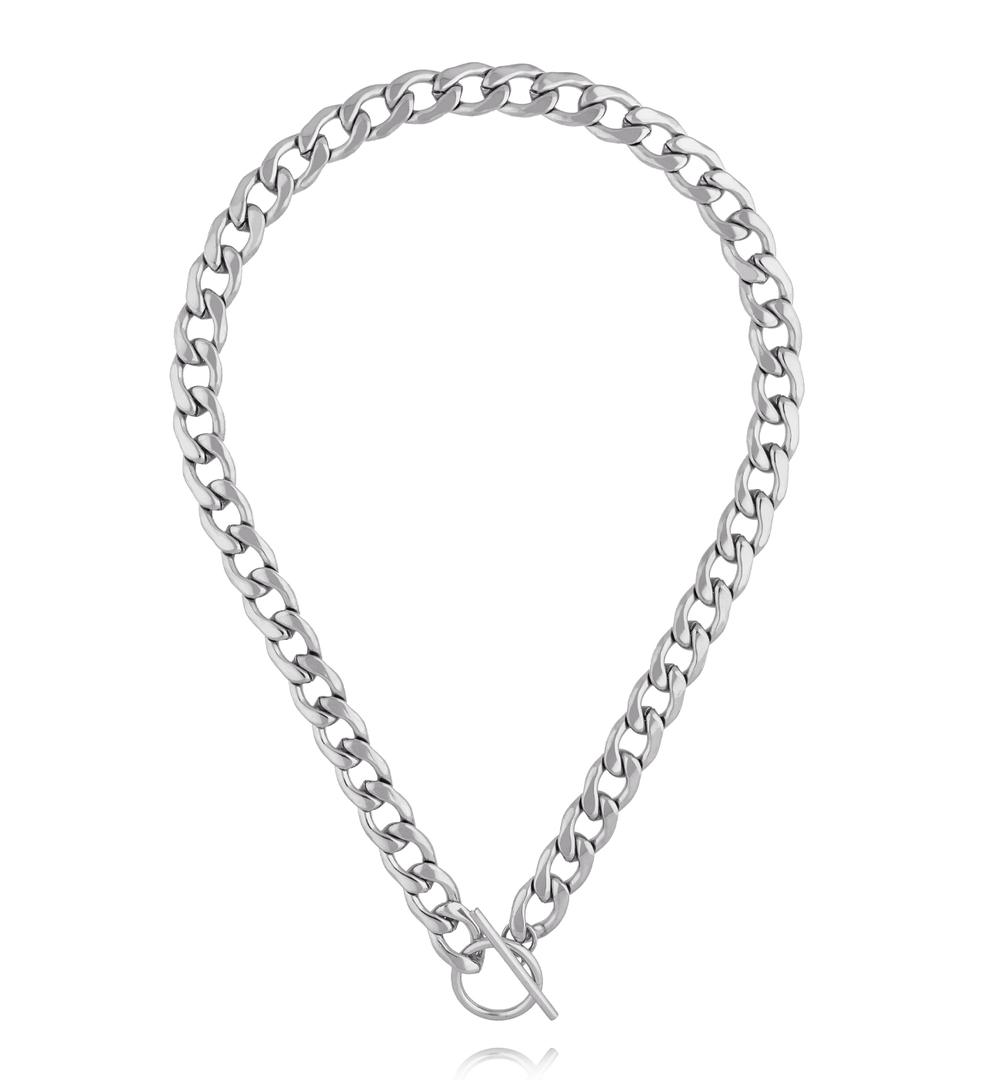 Zestaw srebrzystych łańcuchów i obręczy ZN0135