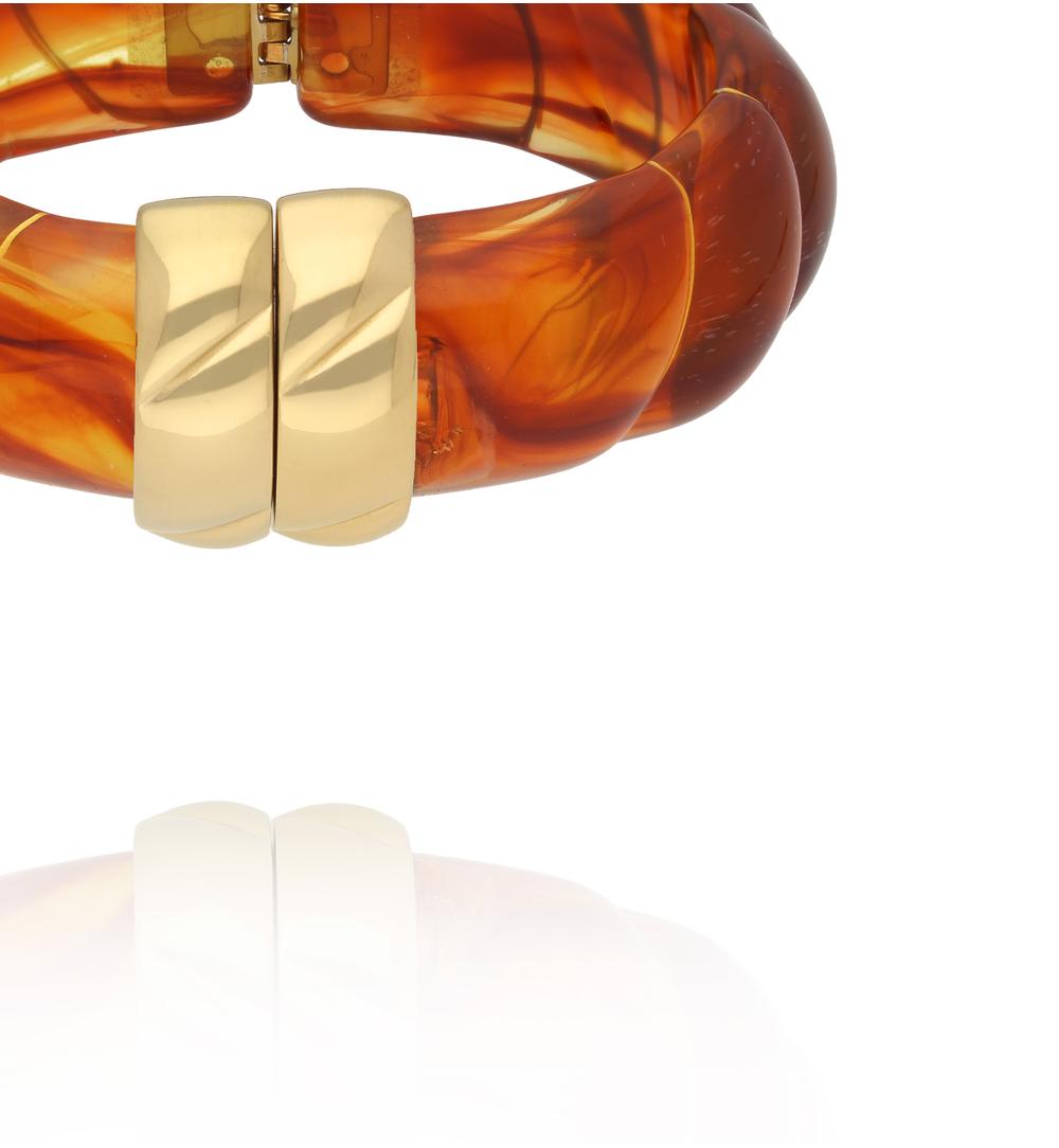 Bransoletka w odcieniu bursztynowego brązu ze złotym zapięciem BEU0006