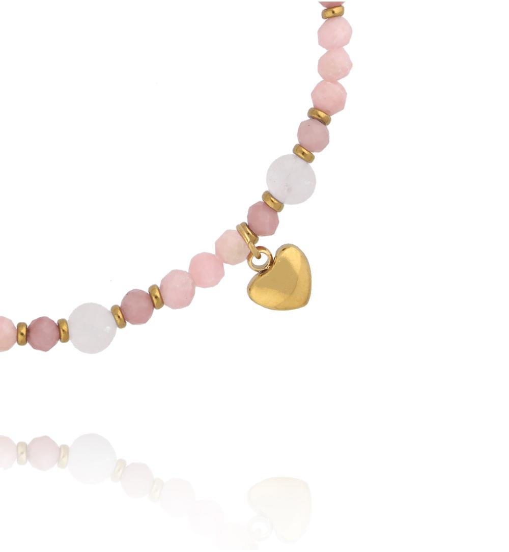 Bransoletka z kwarcami różowymi i sercem BTW3743