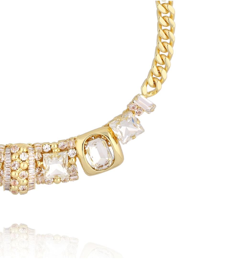 Naszyjnik z masywnym łańcuchem i kryształkami NS0417