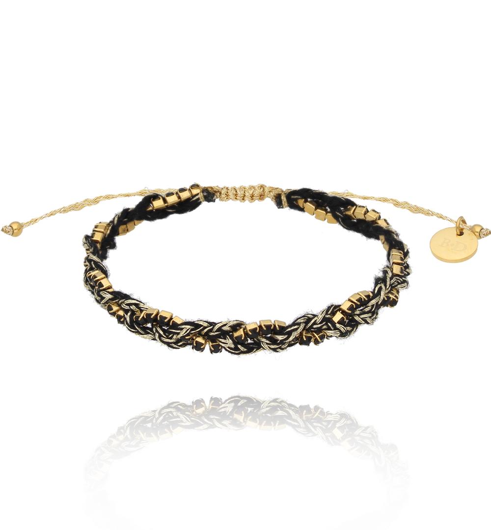 Bransoletka czarna z kryształkami pleciona Moonlit BSC1944