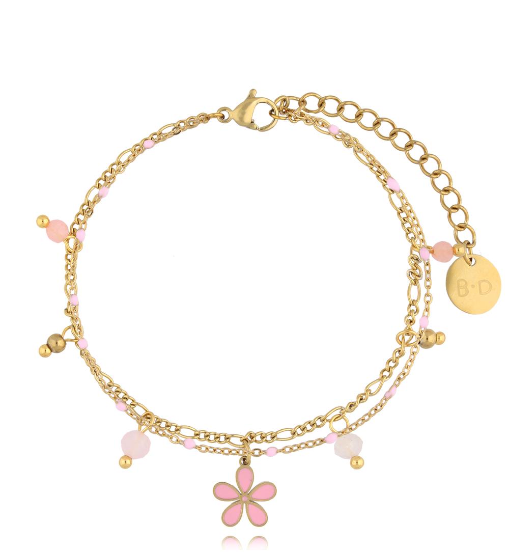 Bransoletka różowa z kwiatuszkami Pink Flowers BSY0020