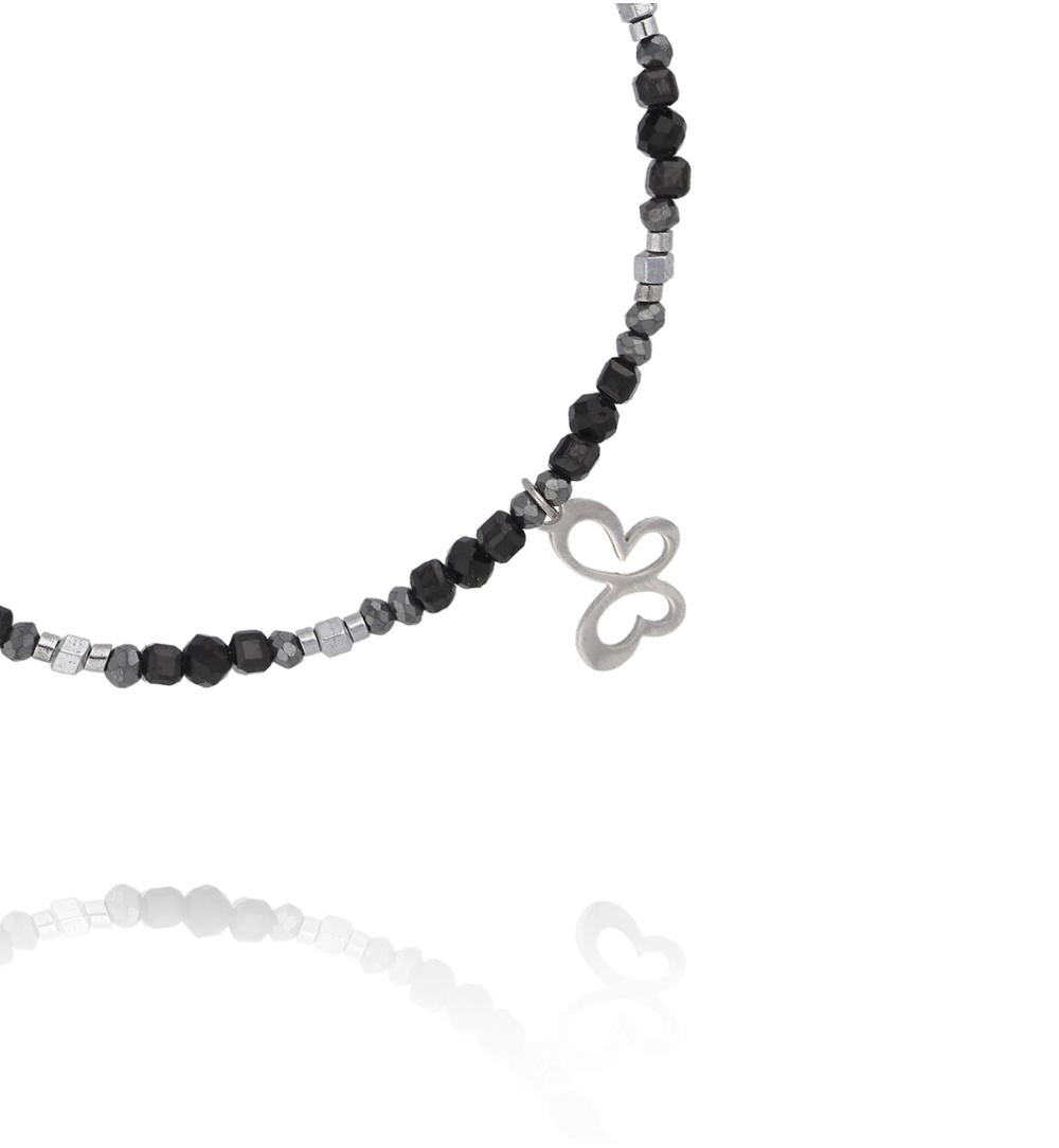 Bransoletka z hematytami i motylkiem BTW3668