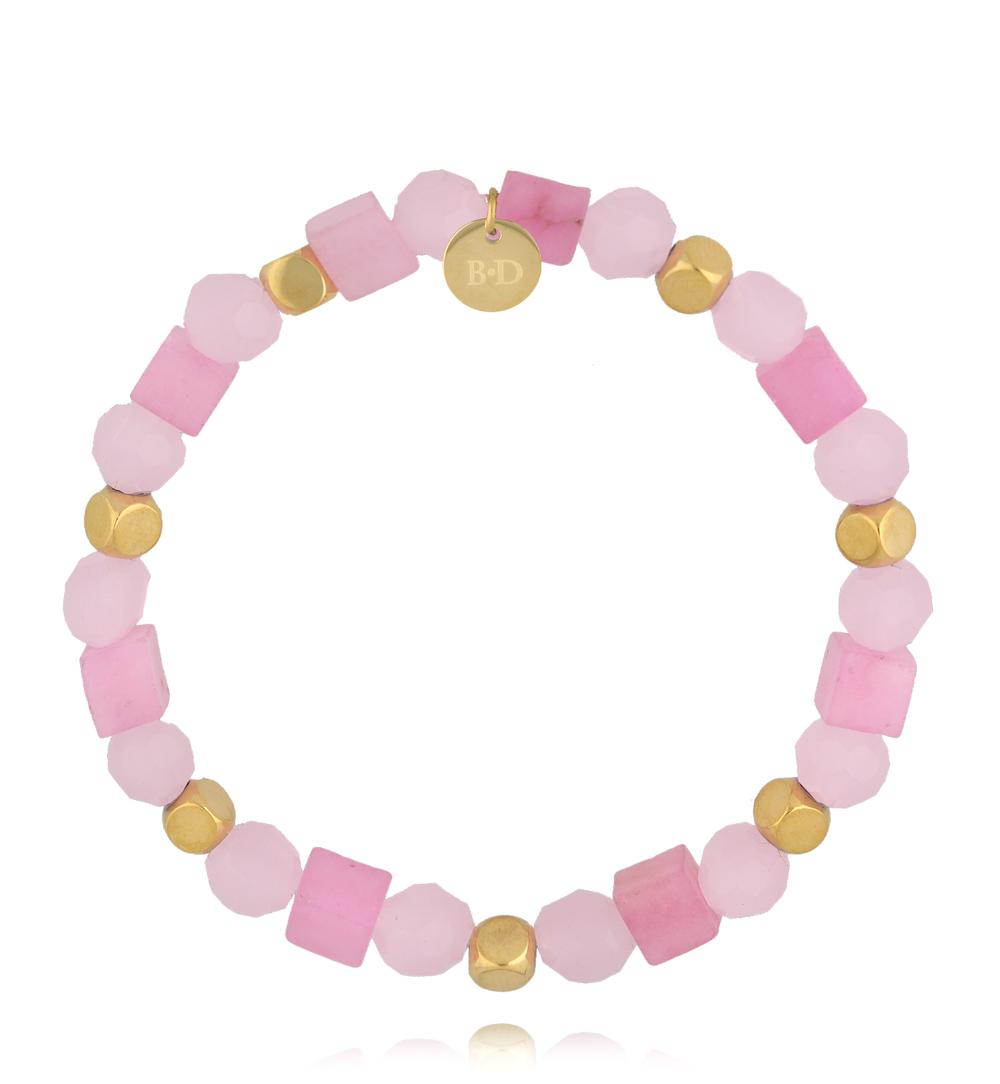 Bransoletka z różowego „kociego oka” i szklanych koralików BSC2398