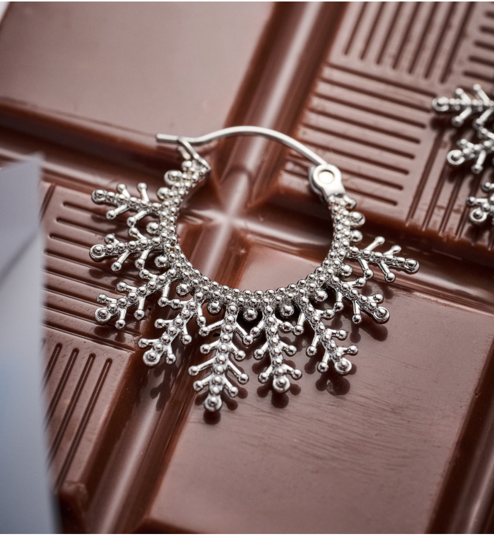 Kolczyki śnieżynki srebrne KSA2224