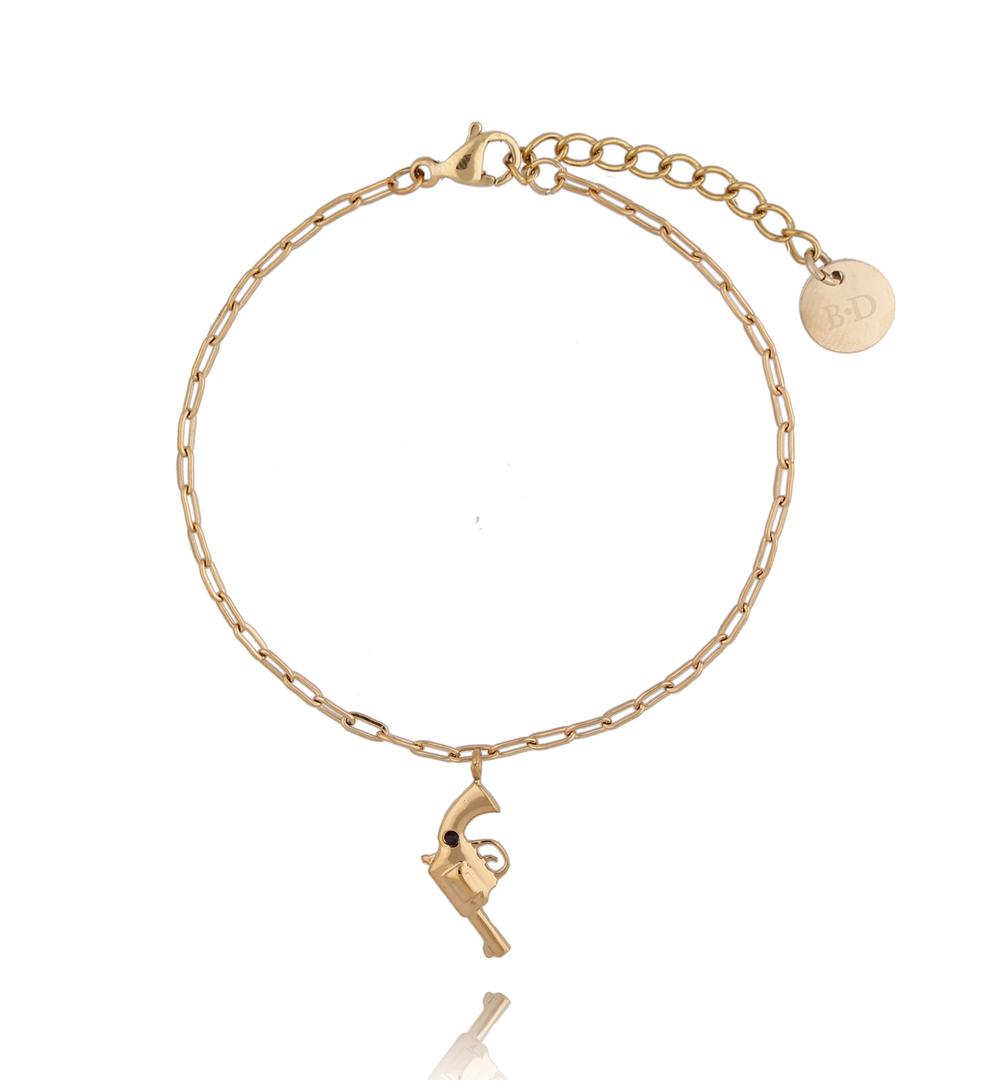 Bransoletka złota z rewolwerem ze stali szlachetnej BSA0100