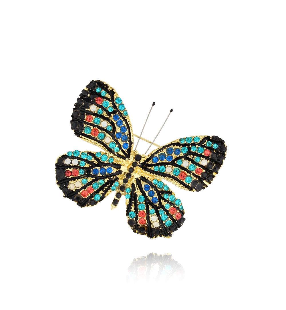 Broszka z kolorowym motylem Papillon BRPI0007