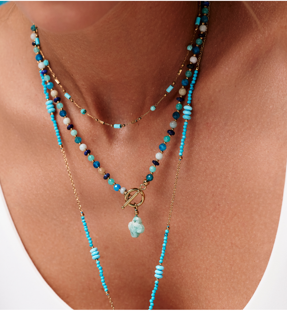Zestaw naszyjników z kamieni naturalnych w odcieniach turkusu i błękitu ZN0207