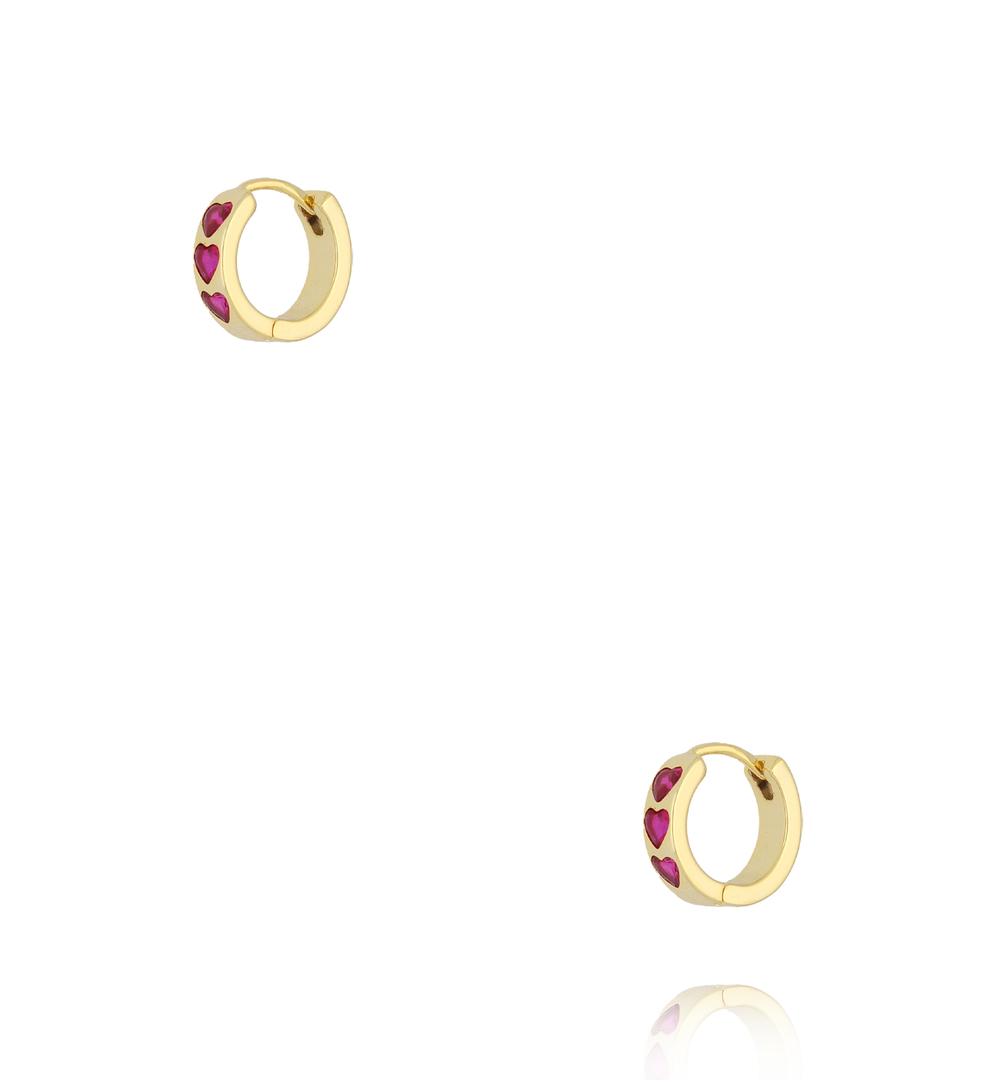 kolczyki kółka z różowymi serduszkami KSS2208