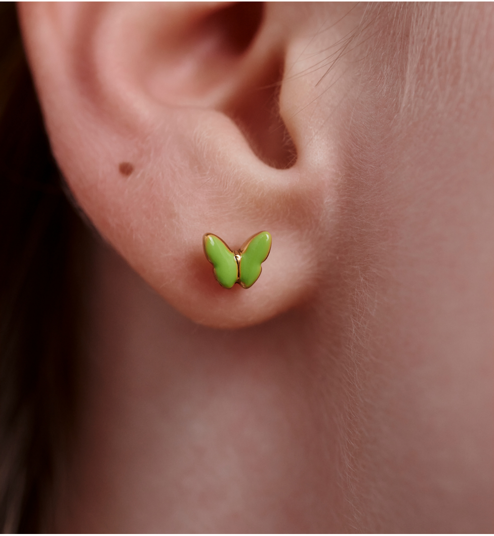 Kolczyki motylki zielone KSY0495