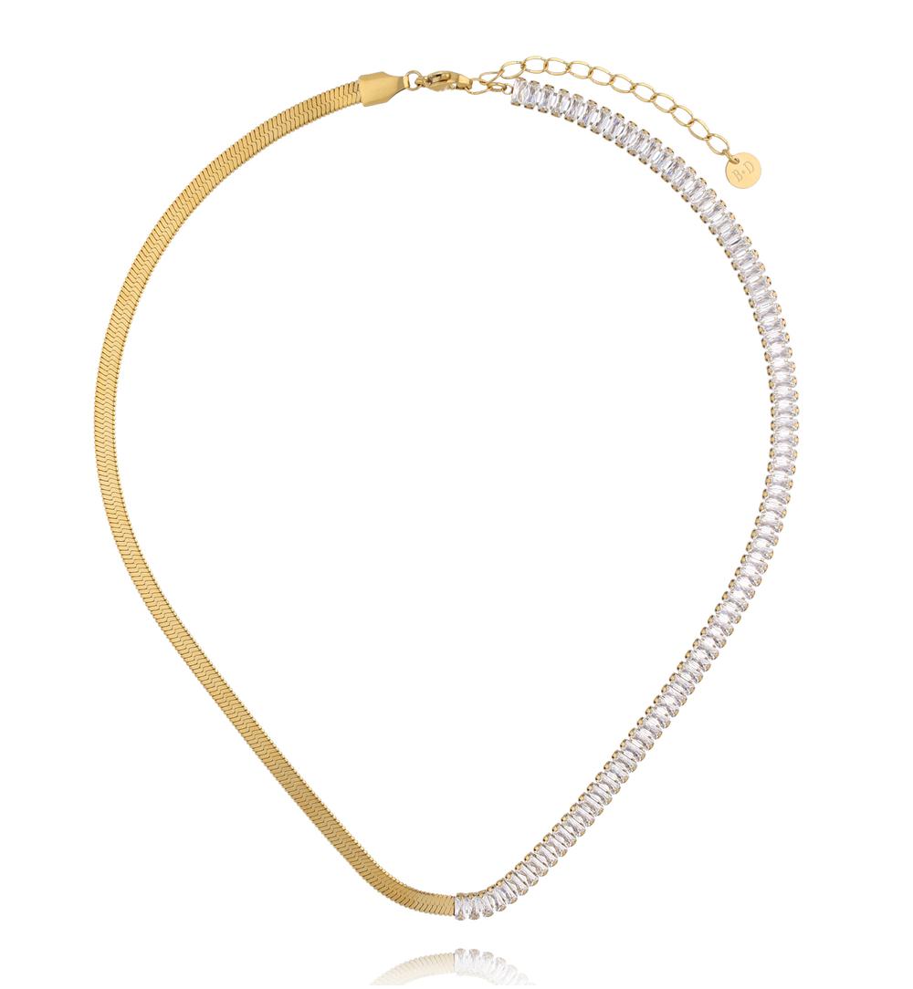 Naszyjnik żmijka z cyrkoniami NSY0745