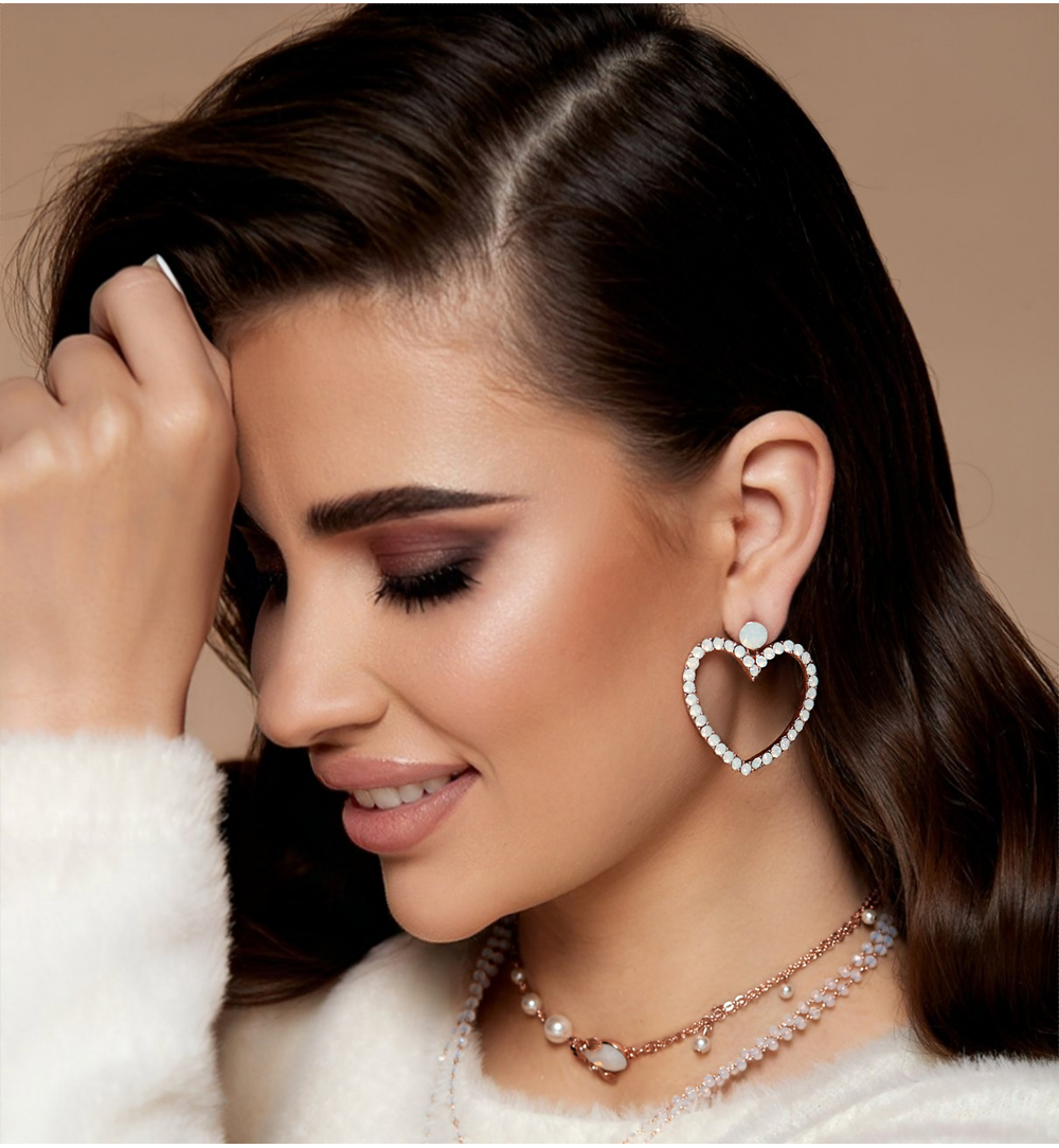 Kolczyki serca z kryształkami KRG0820