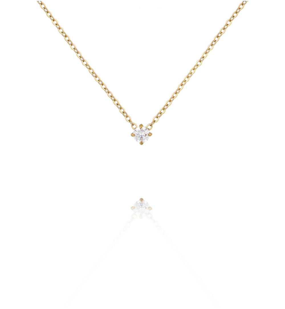 Naszyjnik z subtelną cyrkonią złoty NSY0623