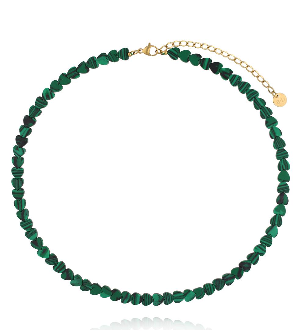 Naszyjnik z malachitu – serca NTW1654