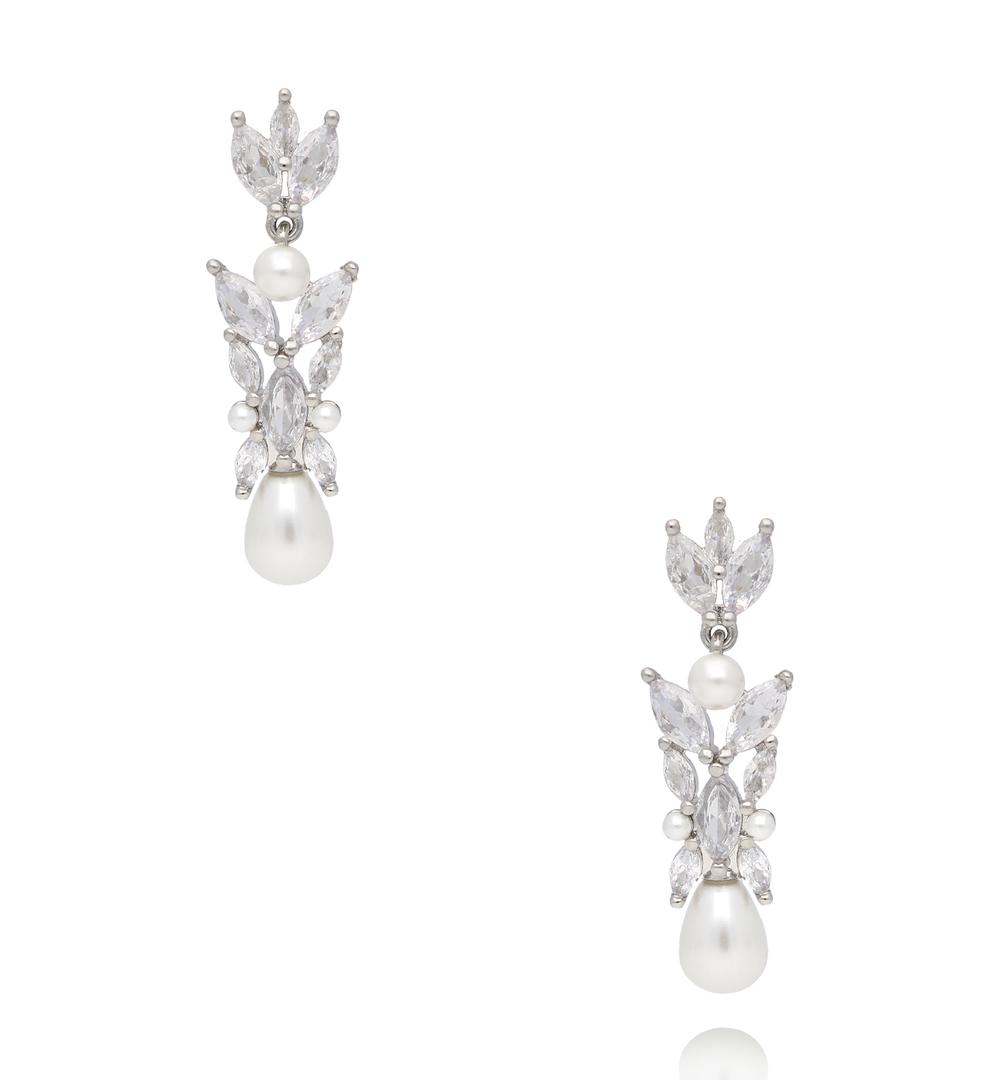 Kolczyki srebrne z perełkami i kryształkami Fête KSS1710