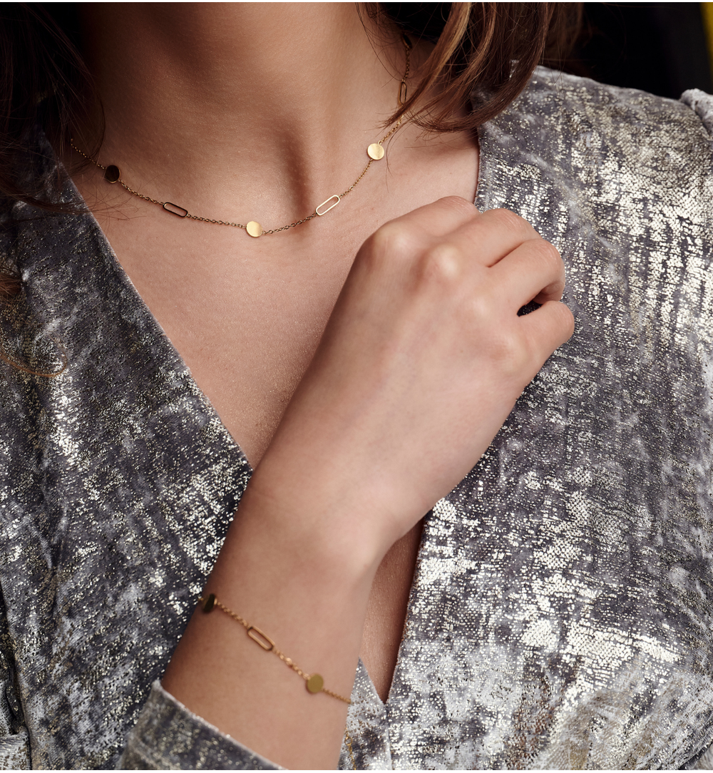 Zestaw biżuterii z delikatnymi blaszkami złoty ZN0107