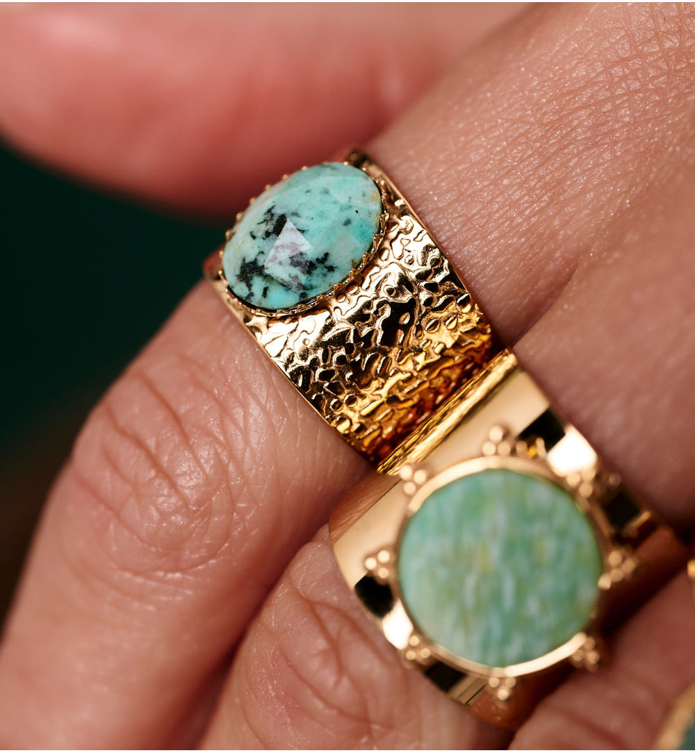 Pierścionek z turkusem afrykańskim szeroki PEA0061