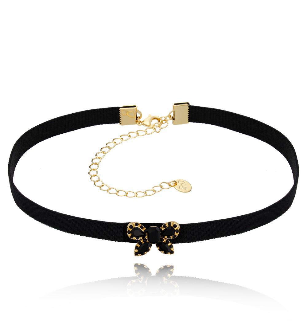 Choker z czarną kokardką Beverly NS0063