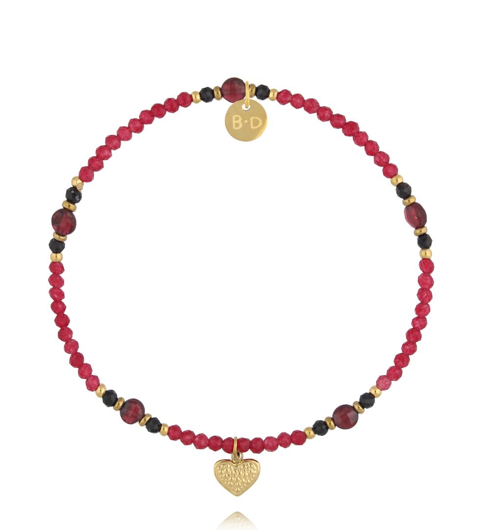 Bransoletka z jadeitu i zawieszką serca BTW3528